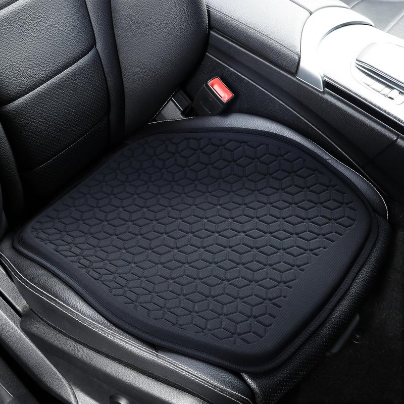 Binsheo Thin Gel Seat Cushion for Car Seat, Office Chair, Wheelchair, Golf Cart - Non-Slip Car Seat Cushions with 0.7 Inch Gel - Sciatica & Coccyx Pain Relief (Fabric, Black) - Image 1